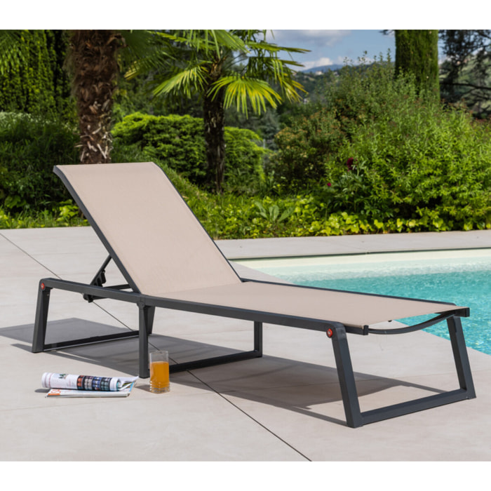 Transat de jardin en aluminium - pliable - lin - NARA