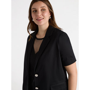 Fiorella Rubino - Blazer maniche corte in cotone - Nero