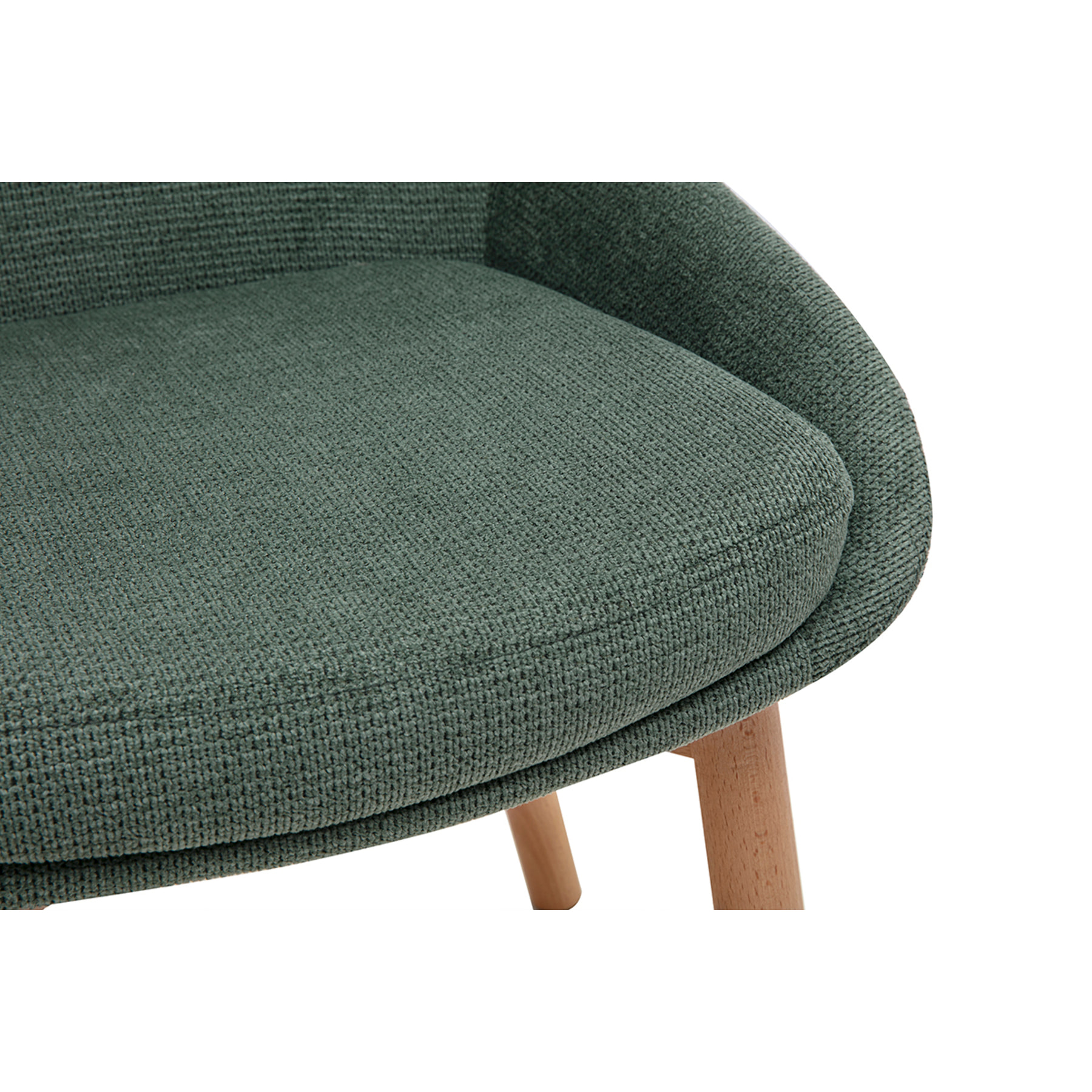 Chaises scandinaves en tissu chenille vert kaki et bois clair massif (lot de 2) HOLO