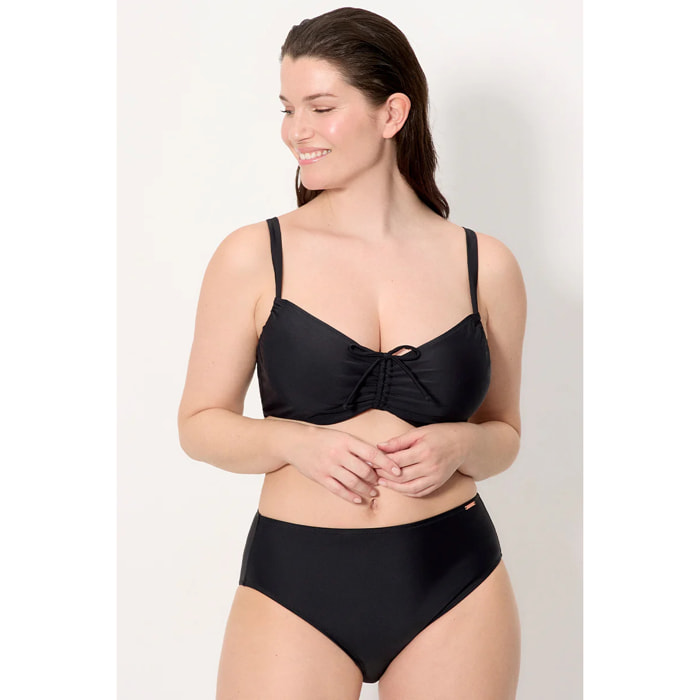 Slip bikini vita alta modellante Nero