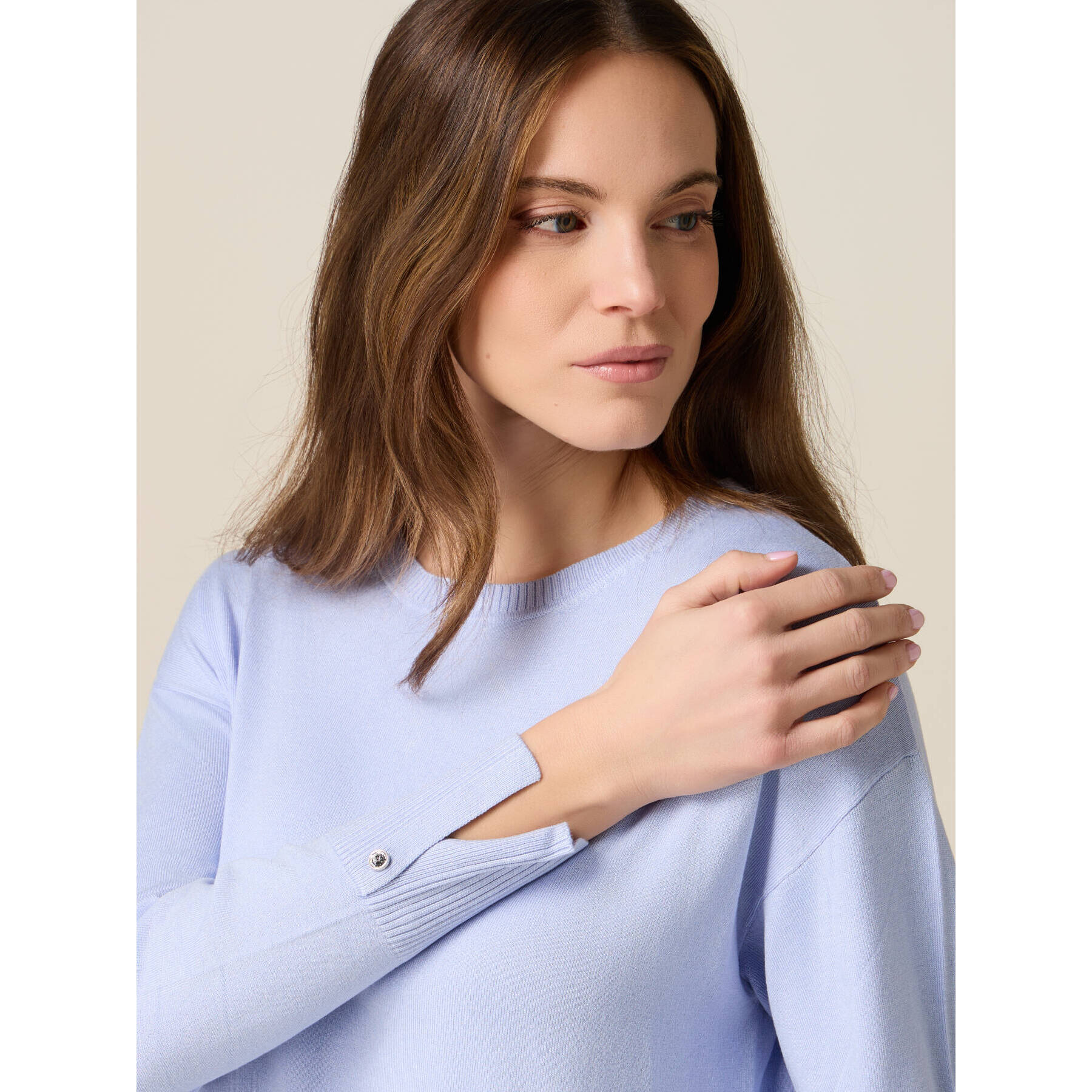 Oltre - Jersey mezcla viscosa con botones joya - Light - blue
