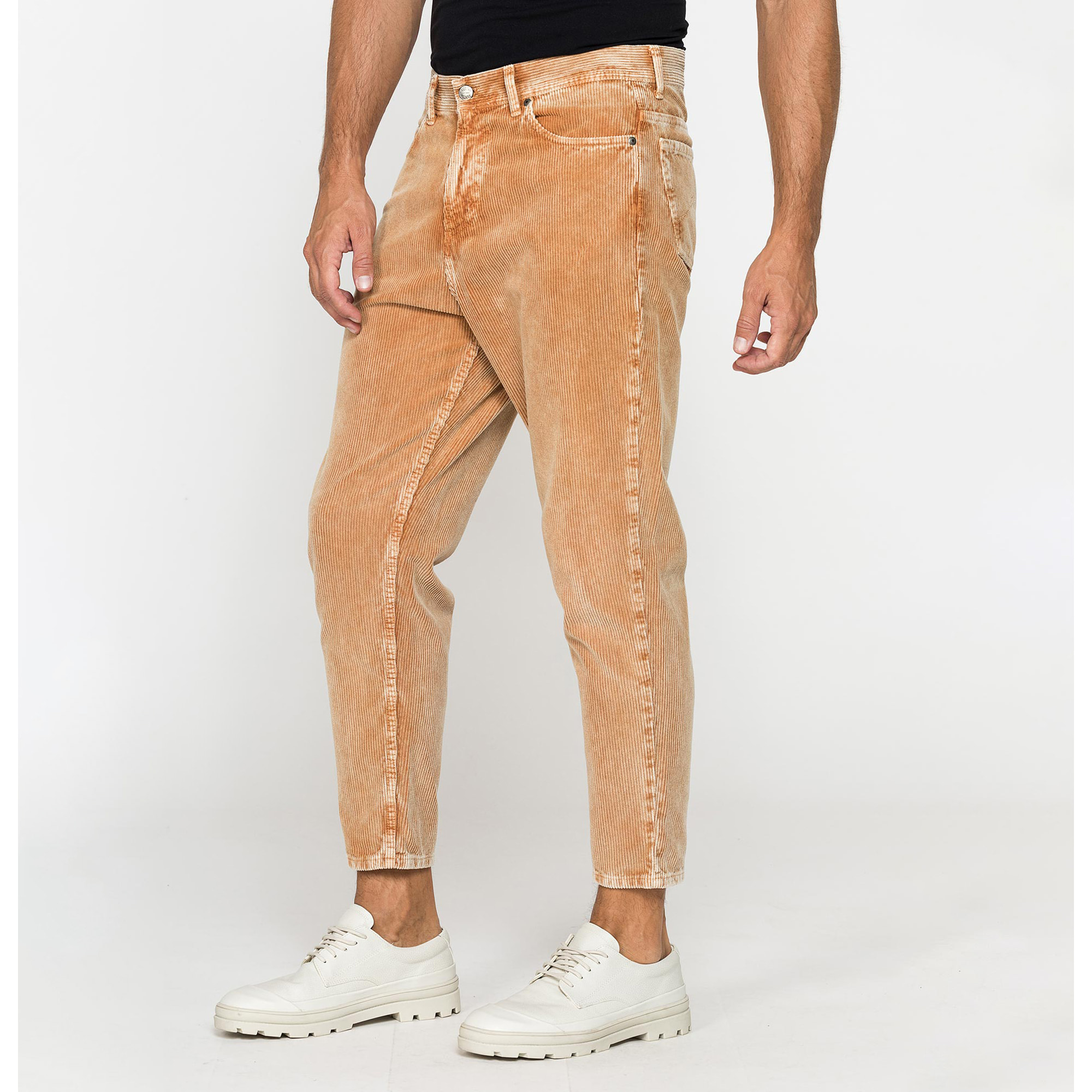 PANTALONE 5 TASCHE IN VELLUTO EFFETTO ACID WASH