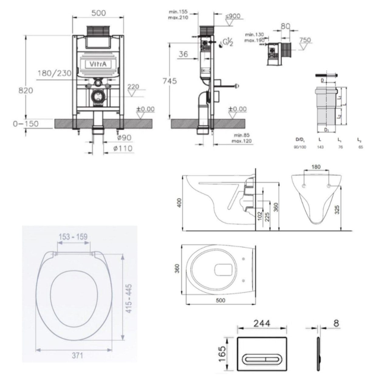 Bâti support 82cm + WC suspendu Jika Neo + Abattant  + Plaque Chrome mat (VUNI82S-LINEPRO-5)