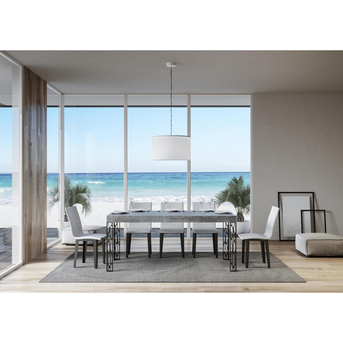 Table Ghibli Extensible Dessus Ciment 90x180 Allongée 284 cadre Anthracite