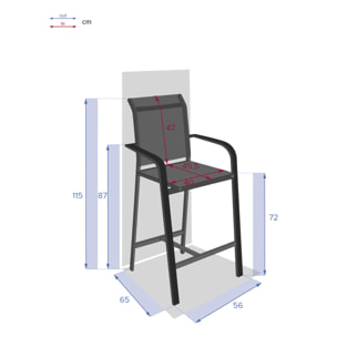 Fauteuil de jardin haut Essentia Anthracite & Graphite