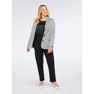 Fiorella Rubino - Camiseta bimaterial con mangas tres cuartos en satén y jersey - Negro