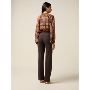 Oltre - Pantaloni flare in punto milano - Marrone