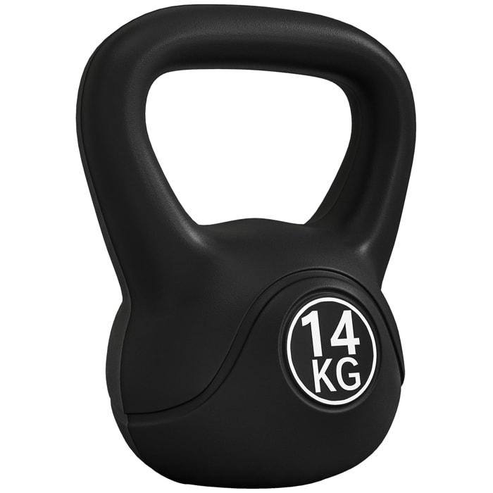 Kettlebell 14 Kg - haltère boule - poignée ergonomique - PVC noir