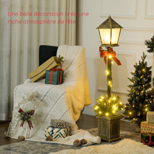 Lampadaire de Noël LED H.1,2 m style réverbère - décoration incluse - aspect bronze antique