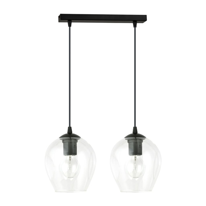 Lampada a sospensione ISTAR in acciaio nero e vetro