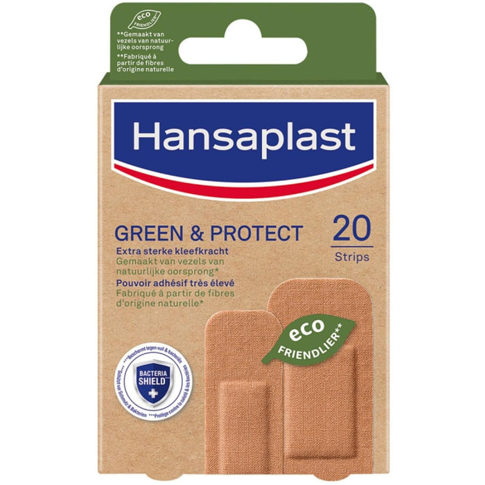 Pack de 3 - HANSAPLAST GREEN & PROTECT - 20 pansements - 2 formats