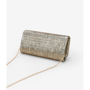 Bolso de fiesta dorado con solapa plisada