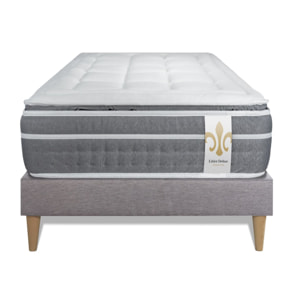 Somier+Colchón Muelles ensacados y espuma viscoelástica - Kit de base de cama - Gris - Trente PLUS