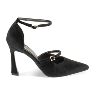 Open shank negras en terciopelo