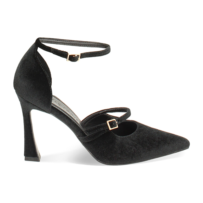 Open shank negras en terciopelo