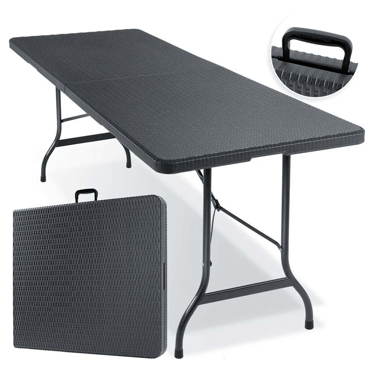 Levante - Tavolo Da Giardino Portatile 180X75 Cm - Nero