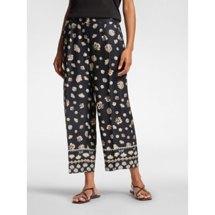 Elena Mirò - Pantalón cropped con estampado étnico - Negro