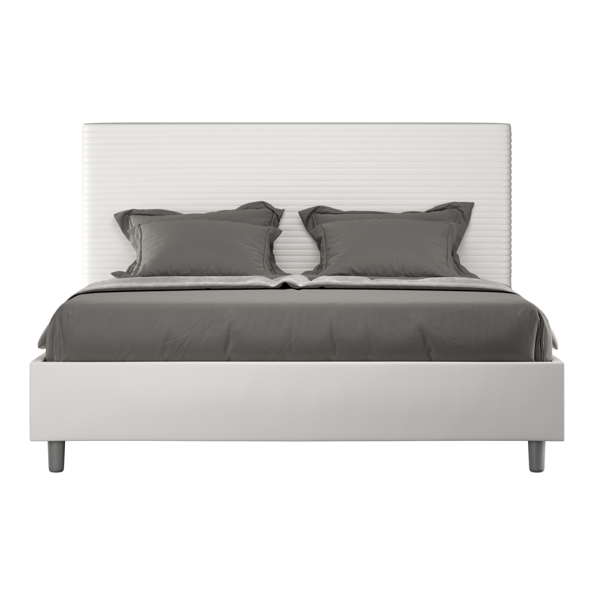 Letto matrimoniale contenitore imbottito 160x190 similpelle bianco Focus