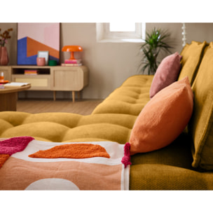 Marisol - canapé d'angle modulable 4 places - velours texturé - Jaune