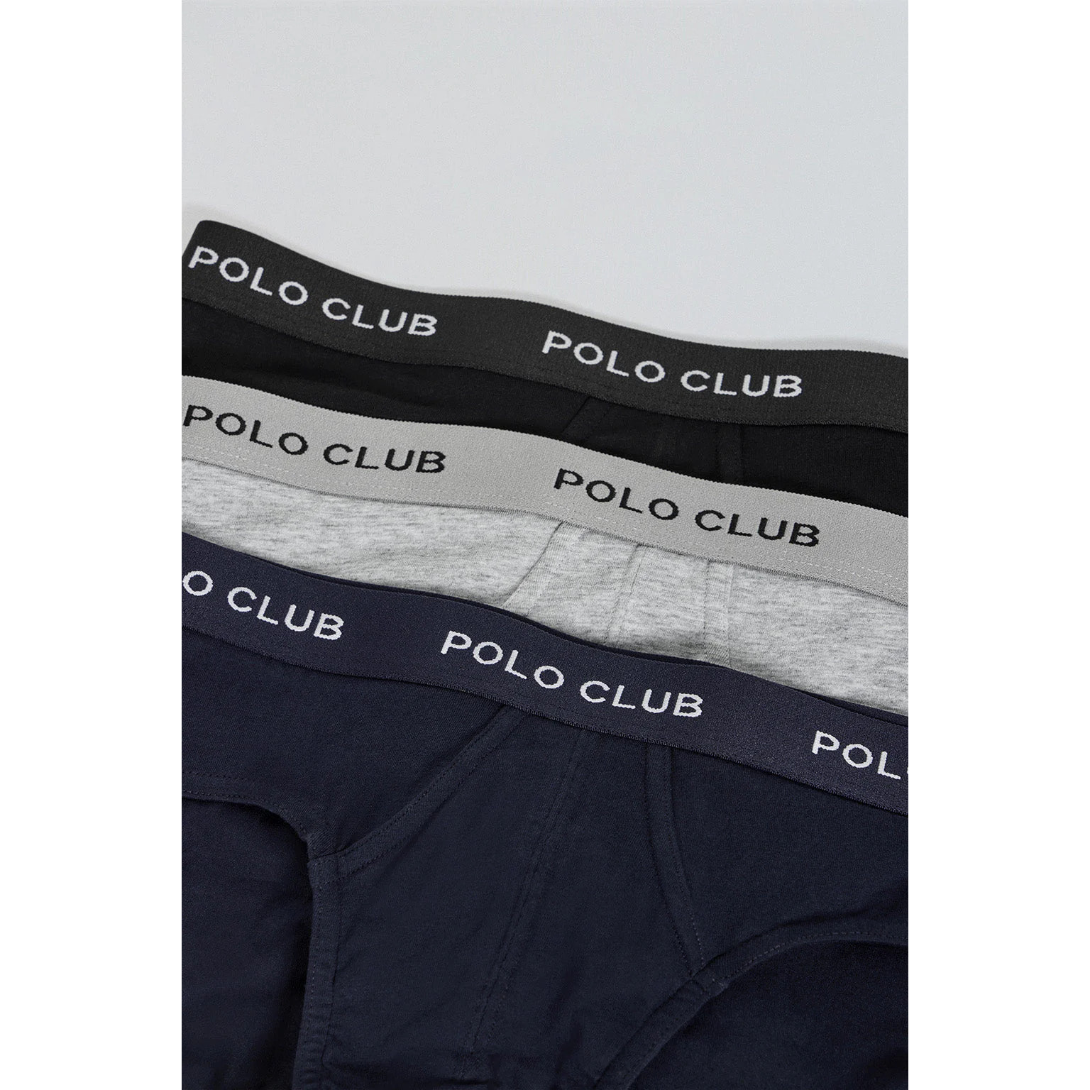 Pack de tres slips negro, gris y azul marino con detalle Polo Club