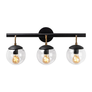 Aplique de pared, metal , negro, 61x28x20, casquillo 3 x E 27 Max 40 W