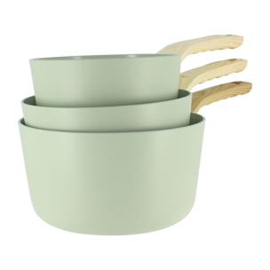 Set de 3 casseroles en aluminium céladon - compatible induction CELADON