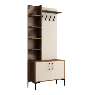 Meuble d'entrée en bois "Viyana D" - 90 x 35 x 200 cm - Crème