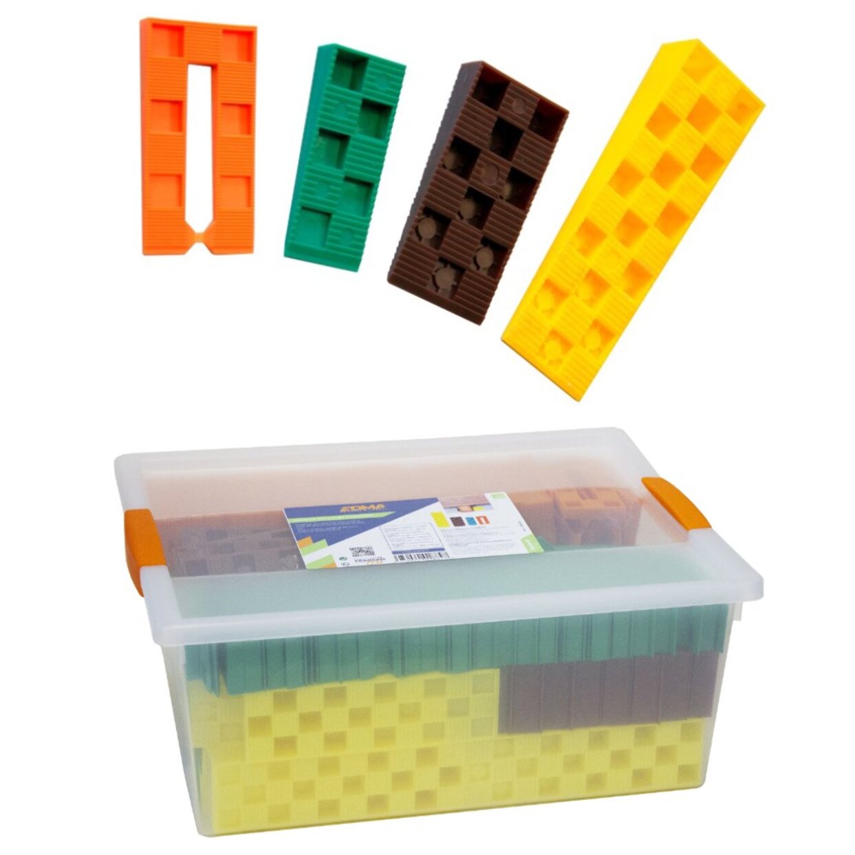 Probox de 245 cales crantées EDMA - 60 oranges + 70 vertes + 7 marrons + 40 jaunes - 188455