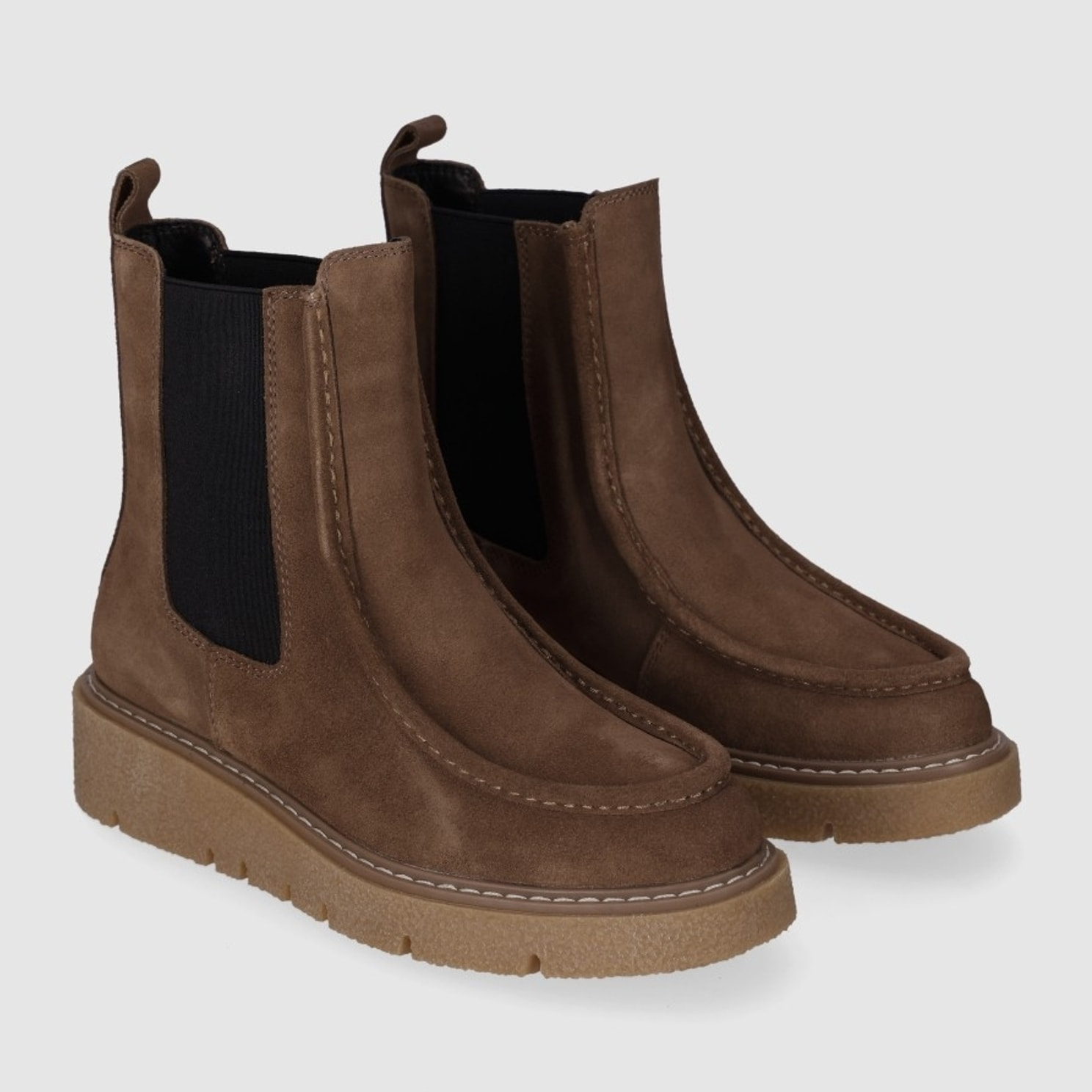 Botines de Serraje - Taupe - Tacón: Bajo