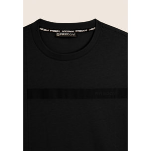 T-shirt in jersey con stampa logo tono su tono