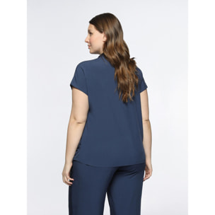 Fiorella Rubino - Blusa cruzada de viscosa ECOVERO™ - Azul