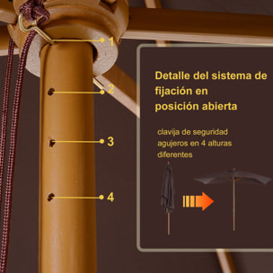 Sombrilla tipo Parasol Mástil de Madera 2x3 m Chocolate