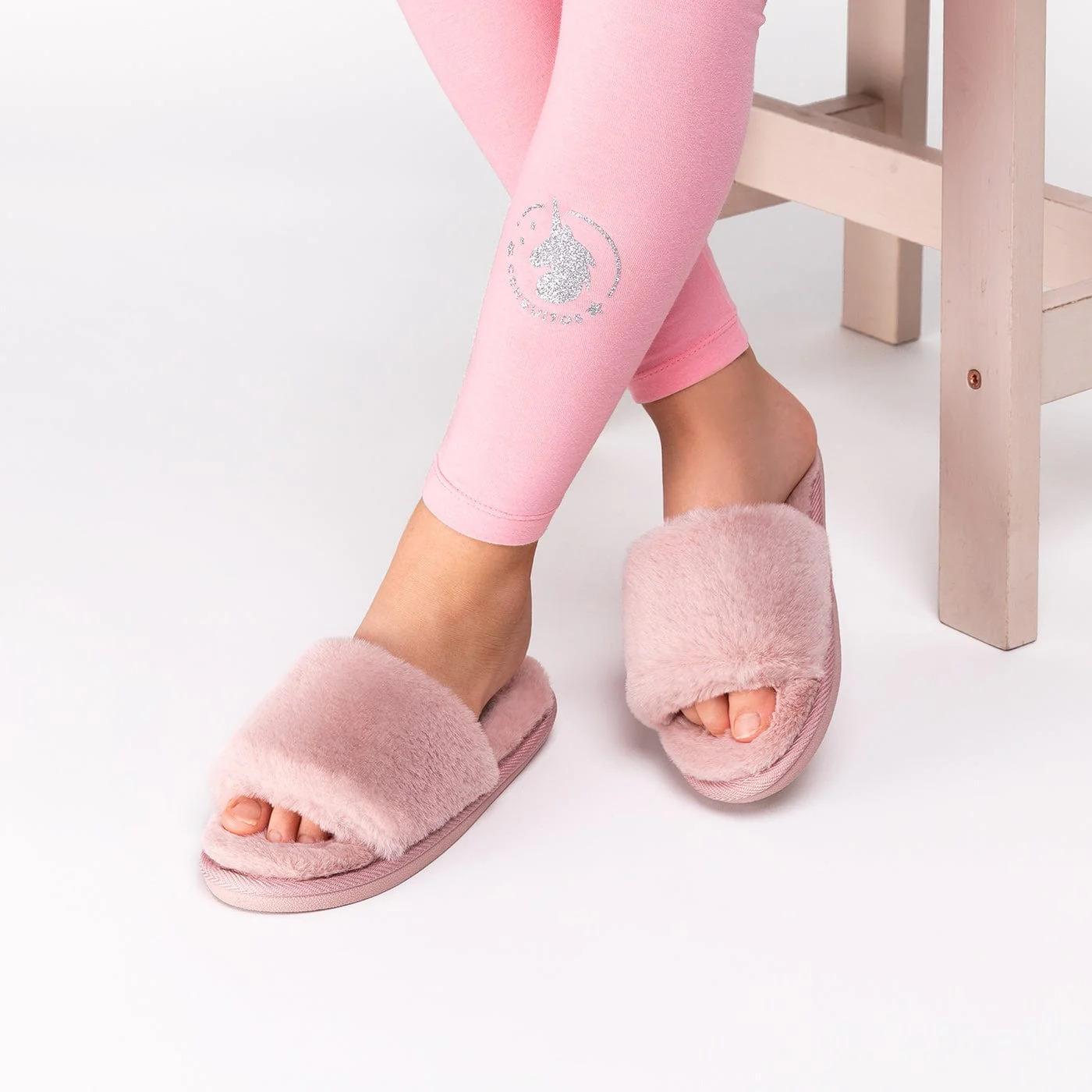 Zapatillas de Casa con Punta Abierta en Rosa