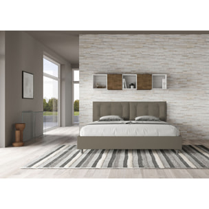 Letto matrimoniale king size con rete imbottito 200x200 similpelle cappuccino Annalisa Large