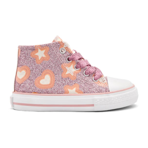 Sneakers alte da bambina con effetto fosforescente