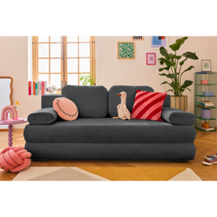 Nora - canapé 3 places convertible avec coffre en tissu texturé - Gris foncé