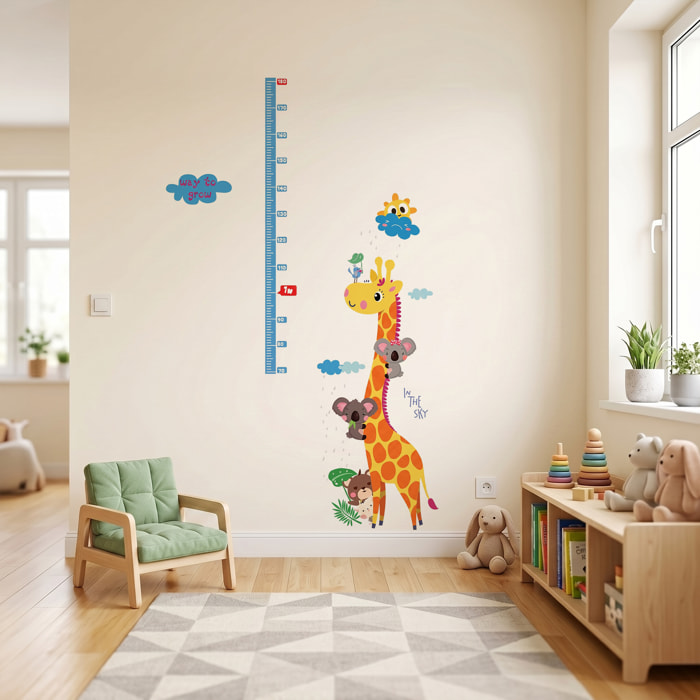 Stickers Muraux décoration adhésifs toise girafe et koalas