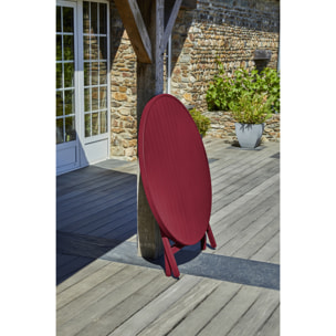 MARIUS - Table de jardin ronde pliante en aluminium rouge carmin