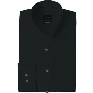 Camicia Uomo 1 Bottone Francese Taylor Fit Premium Unito Nero/Bianco