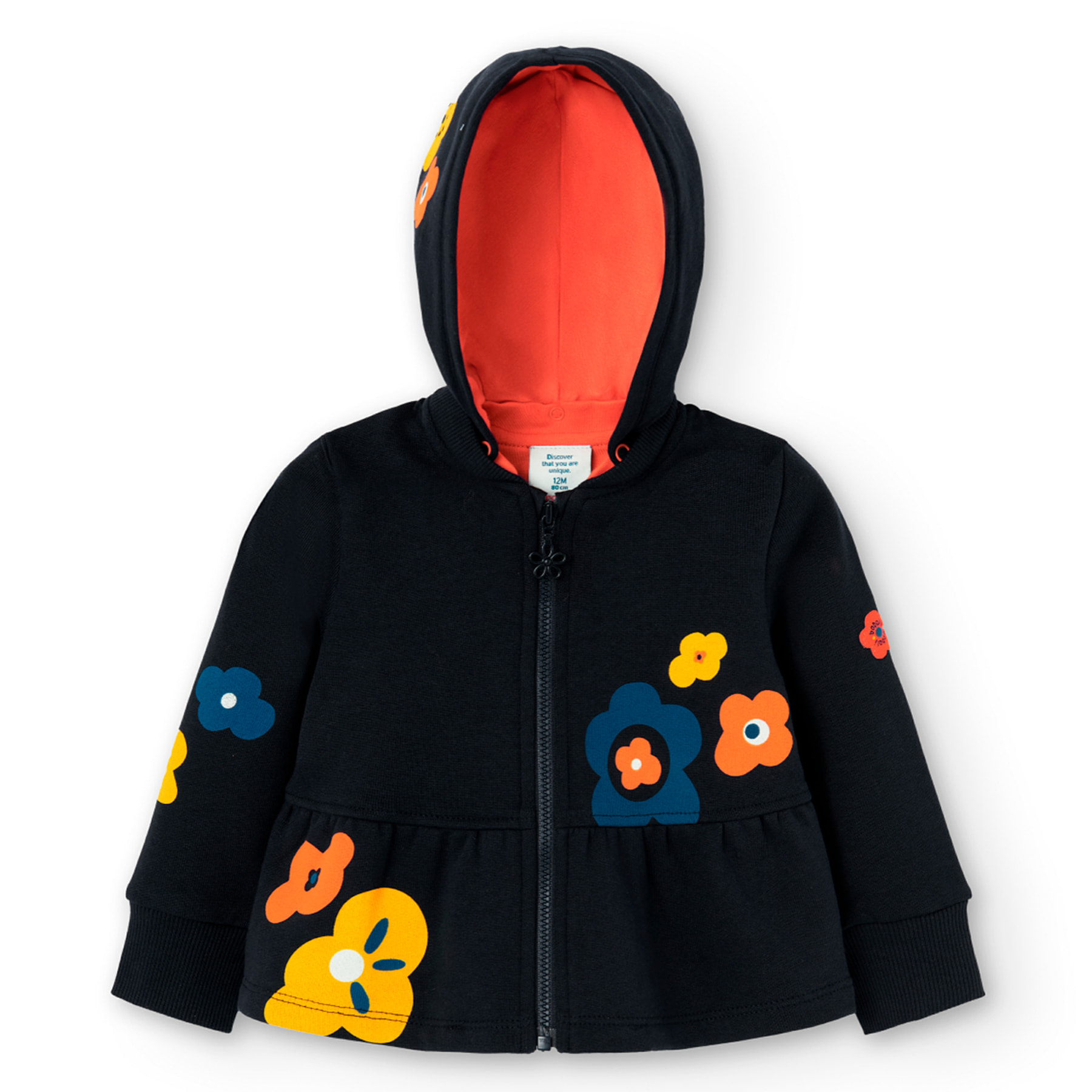 Chaqueta felpa con capucha de bebé niña