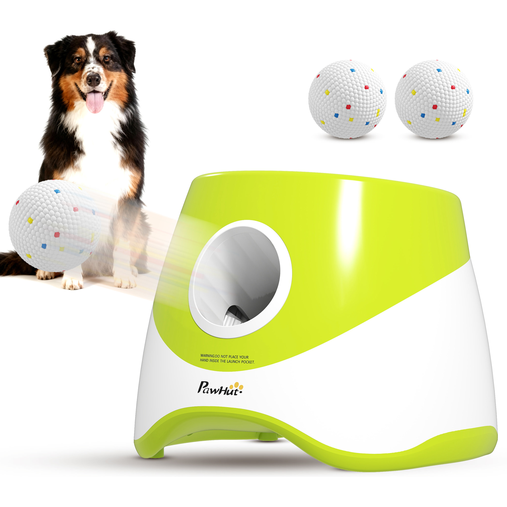 Lanzador de Pelotas para Perros Automático con 3 Pelotas ETPU, 3 Distancias Ajustables 6m/10m/14m, Juguete Interactivo, para Perros Pequeños y Medianos, Interior y Exterior, Verde