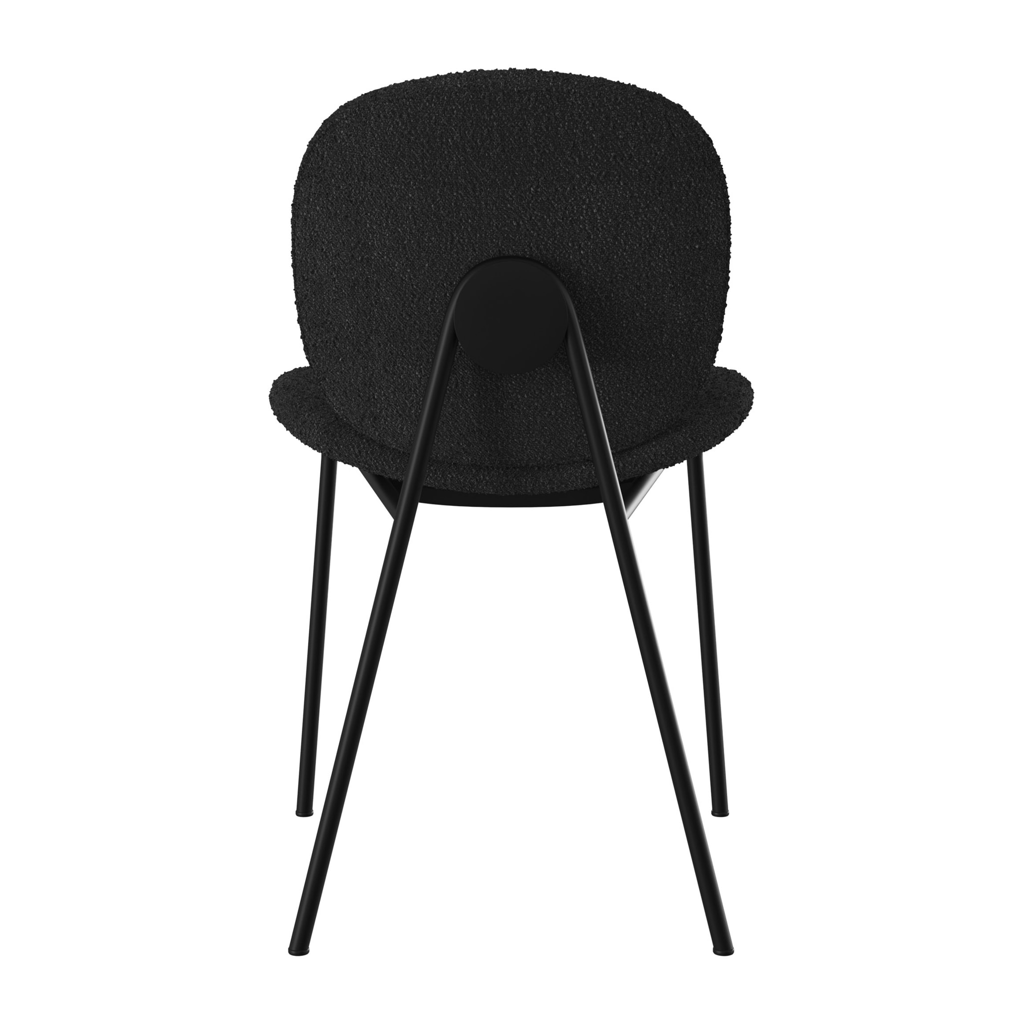 Lot de 2 chaises en tissu bouclé noir et pieds en métal noir - Iris