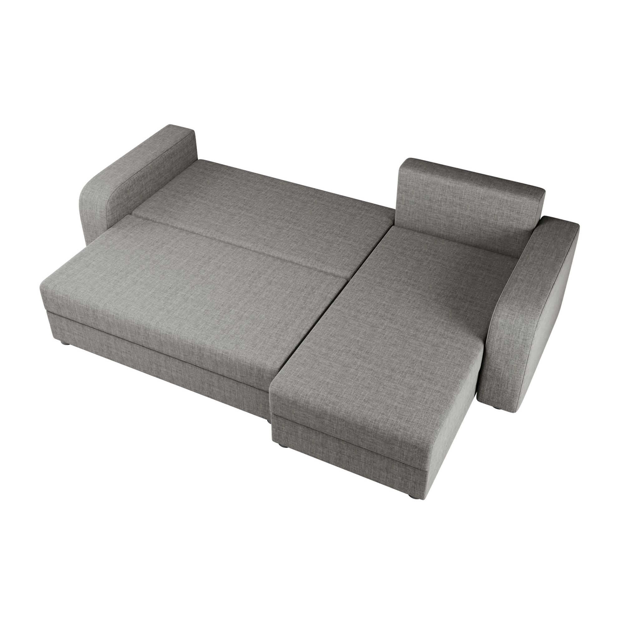 Harvey - Canapé d'angle réversible 4 places convertible avec coffre en tissu - Gris clair