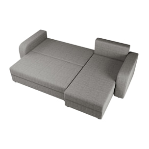 Harvey - Canapé d'angle réversible 4 places convertible avec coffre en tissu - Gris clair