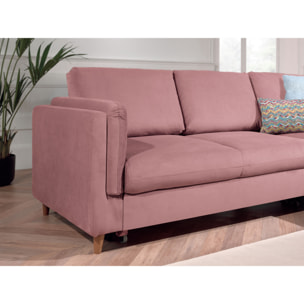 Brooke - canapé d'angle droit - convertible - 5 places - en velours - Rose