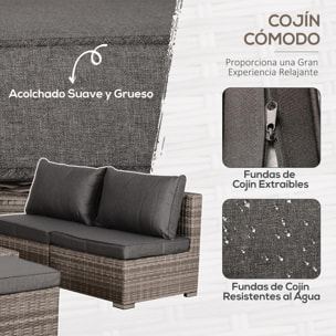 Conjunto 8 Piezas de Sofás Ratán con Mesa de Centro y Reposapiés