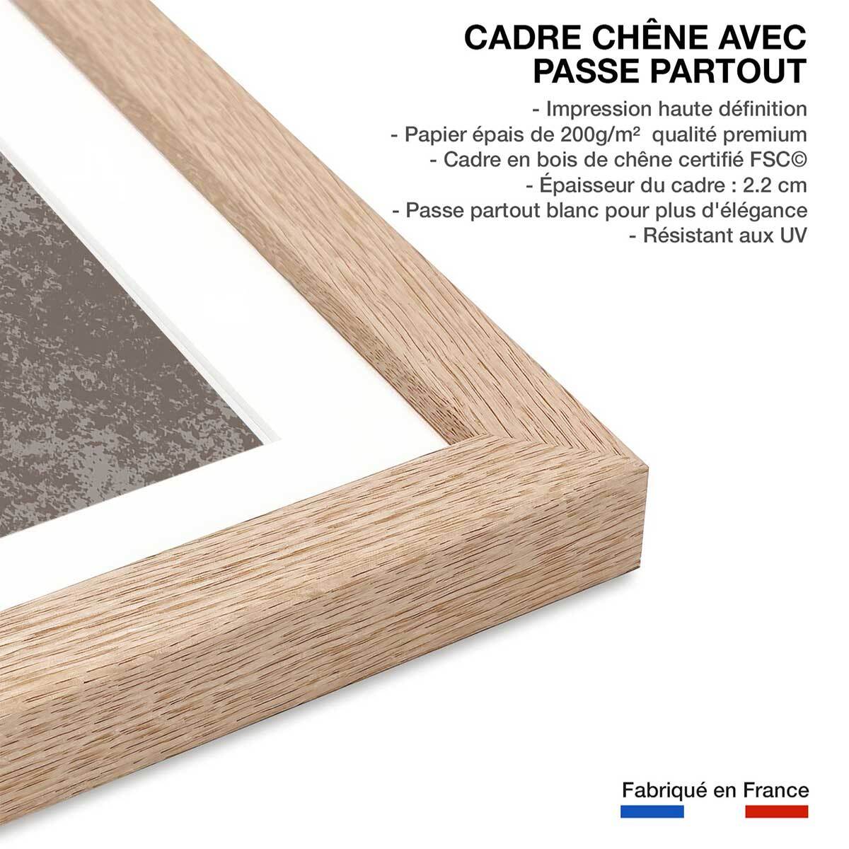 Affiche Soleil couchant Affiche + cadre en bois - Chêne