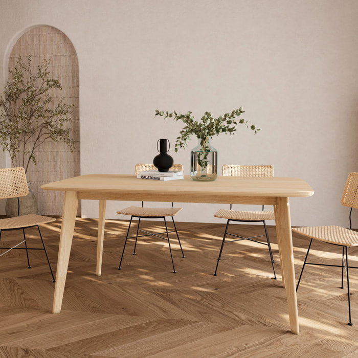 Table rectangulaire 6 personnes en bois clair 150 cm - Oman