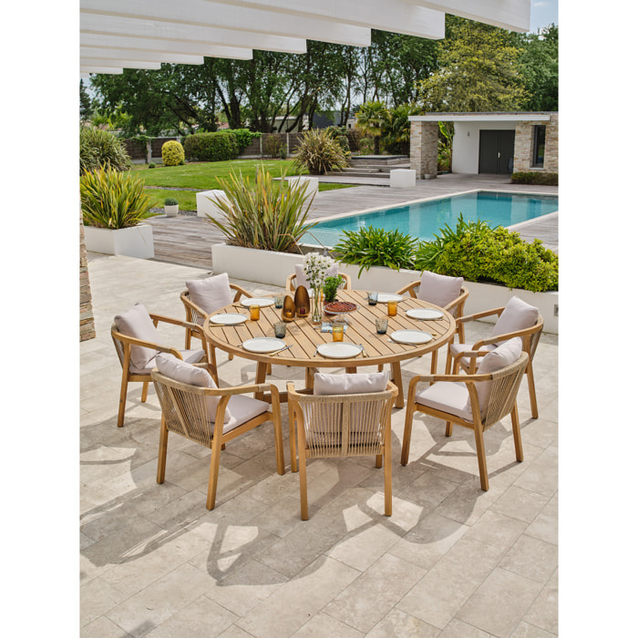 SERENA - Ensemble repas de jardin 8 places en bois d'acacia