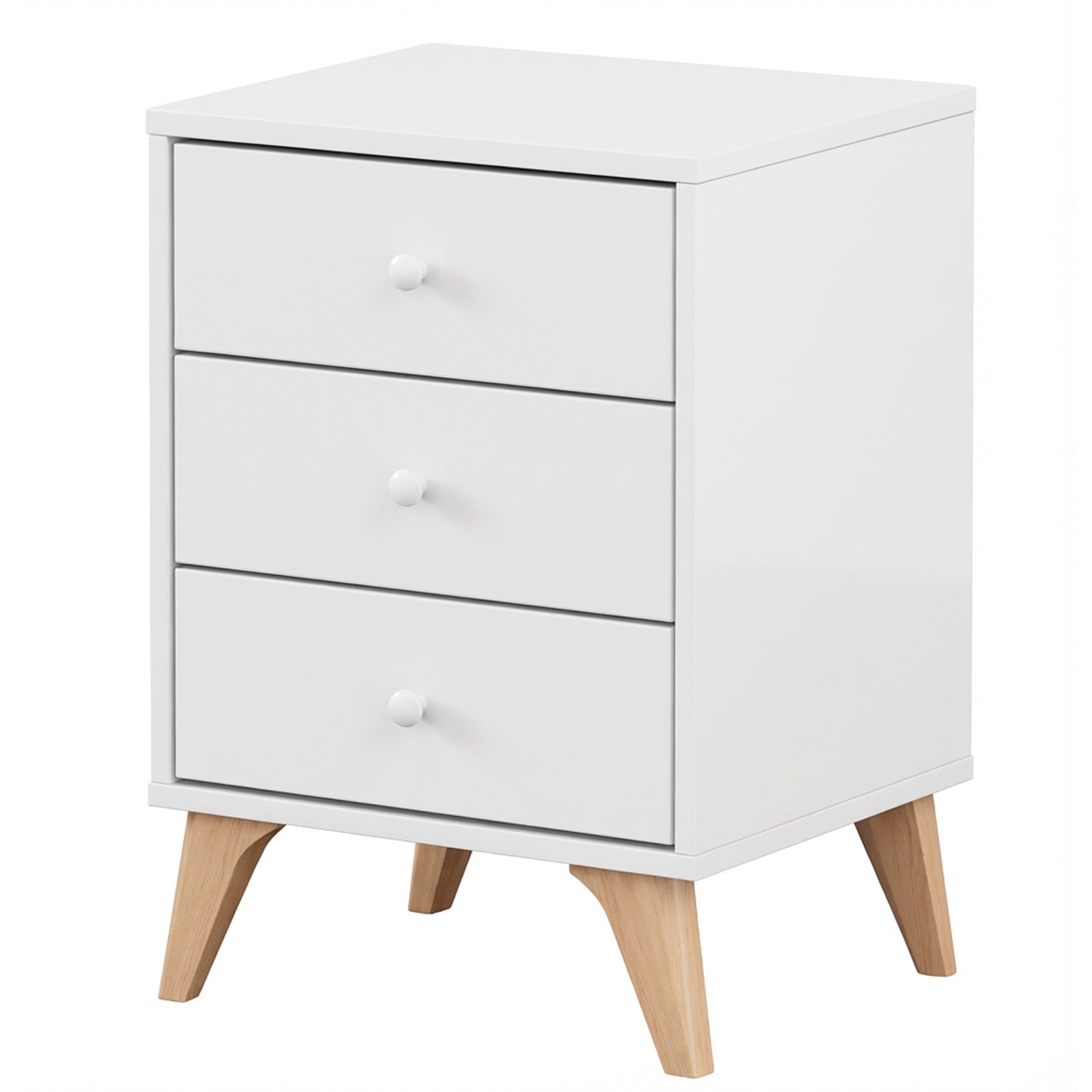 Comodino Moderno A 3 Cassetti Con Piedini Mobile Comò Per Camera Da Letto Compatto Design Salvaspazio Moderno Antigraffio 40 x 34 x 56 Cm Bianco Opaco